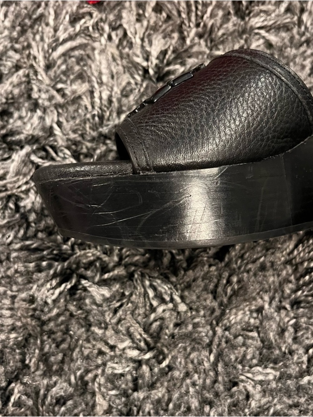 🌸TORY BURCH LOWELL 80MM TUMBLED BLACK LEATHER WEDGE SIZE 9.5🌸 - Picture 5 of 7